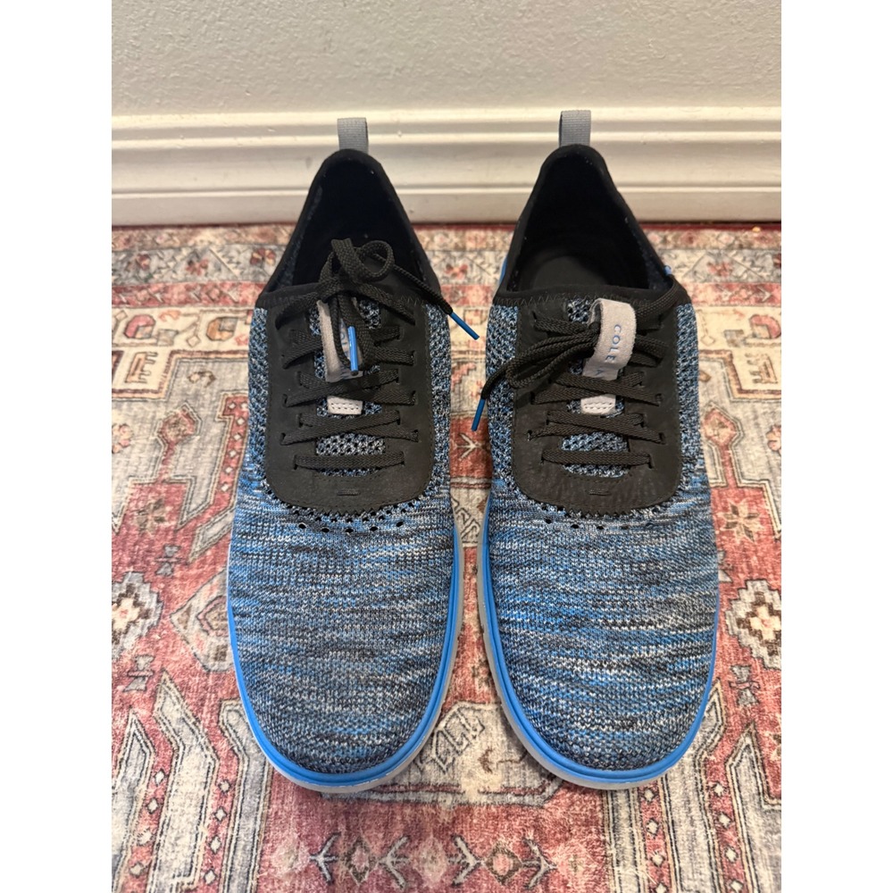 Cole Haan Zerogrand Stitchlite Oxford‎ Blue Black Knit Wingtip Sneakers Mens 13